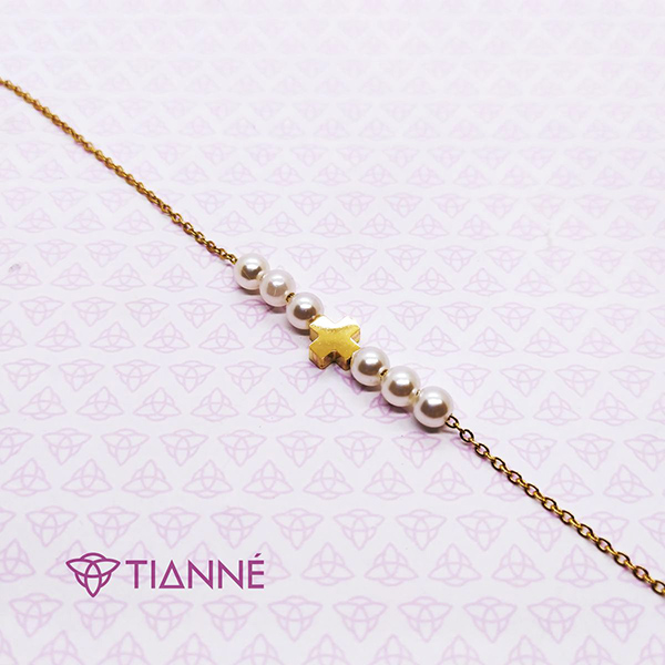 Pulsera Perlas Cruz