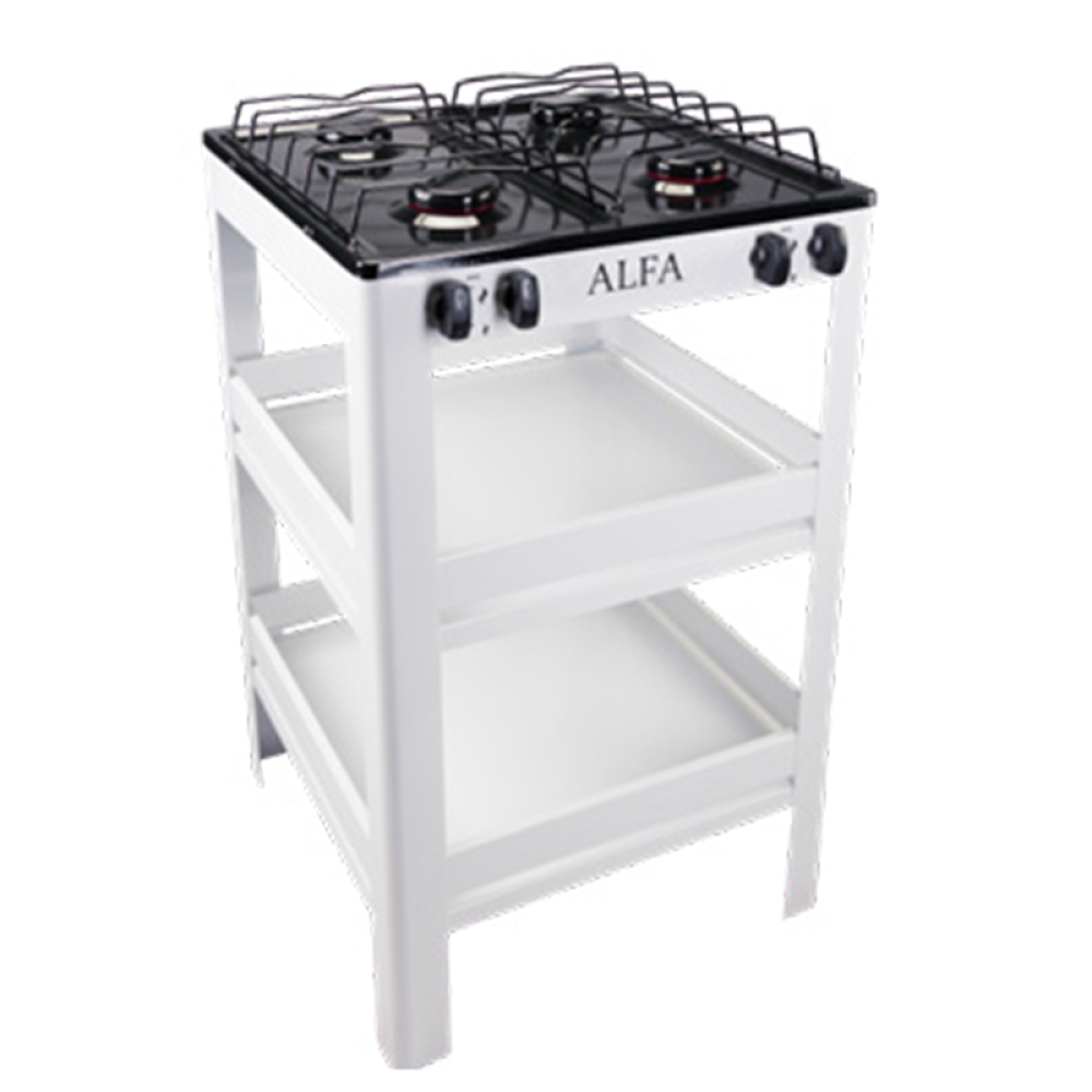 ESTUFA ALFA 4 QUEMADORES MODELO 411 CON ESTANTE